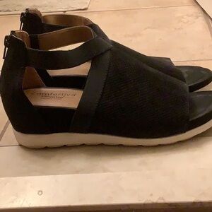 Suede black sandals, size 8.5